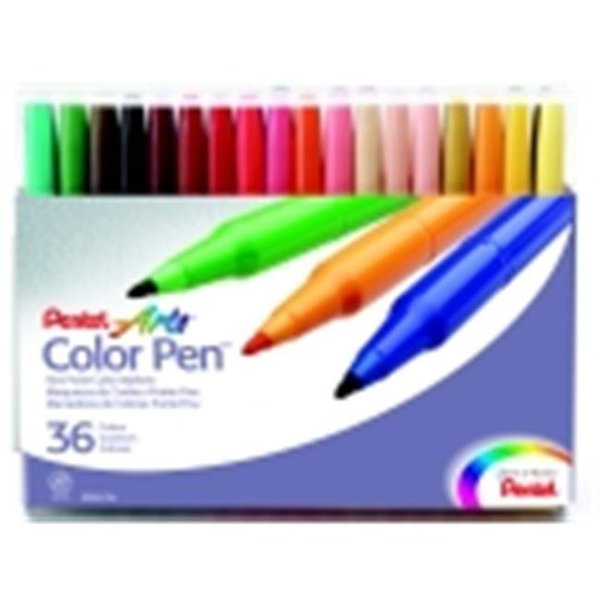 Pentel Pentel Fine Fiber Tip Non-Toxic Water Based Color Marker Set 36 399587